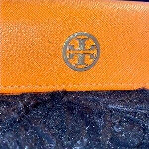 Tory Burch orange logo glasses case